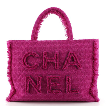 Chanel Giant Logo Shopping Bag Quilted Tweed Large