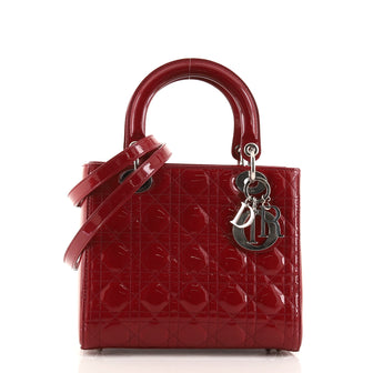 Christian Dior Vintage Lady Dior Bag Cannage Quilt Patent Medium