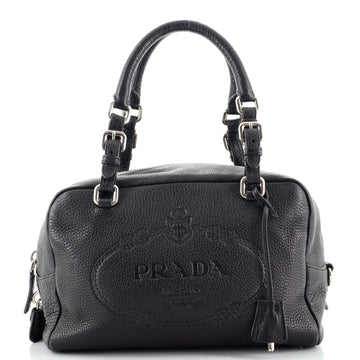 Prada Embossed Logo Bauletto Bag Vitello Daino Medium