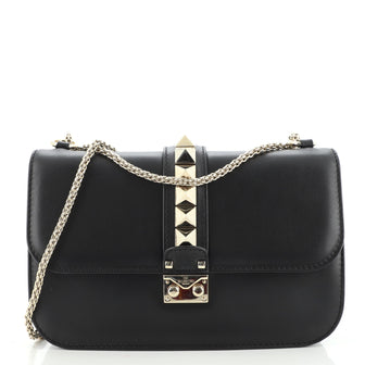 Valentino Glam Lock Shoulder Bag Leather Medium
