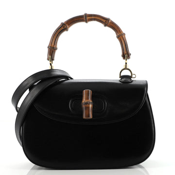Gucci Vintage Convertible Bamboo Top Handle Bag Leather Medium