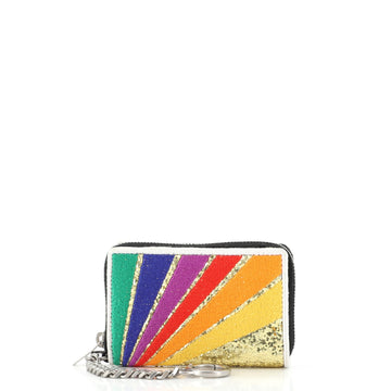 Saint Laurent Rainbow Key Ring Coin Pouch Embroidered Calfskin