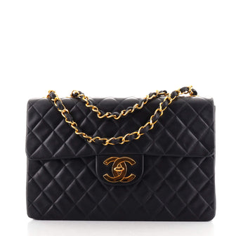 Chanel Vintage Classic Single Flap Bag Quilted Lambskin Maxi