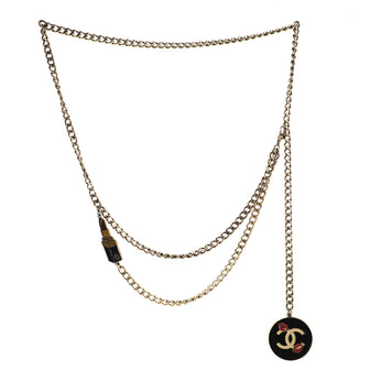 Chanel CC Lipstick and Charm Chain Belt Metal and Resin