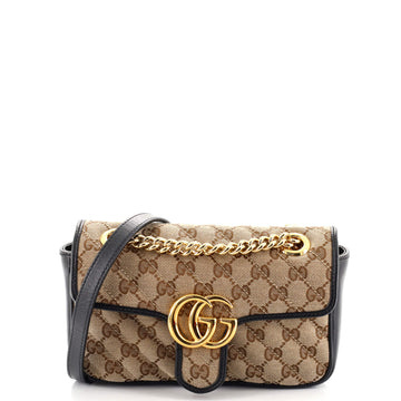 Gucci GG Marmont Flap Bag Diagonal Quilted GG Canvas Mini