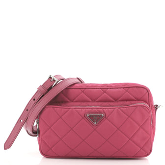 Prada Front Pocket Camera Bag Quilted Tessuto Small