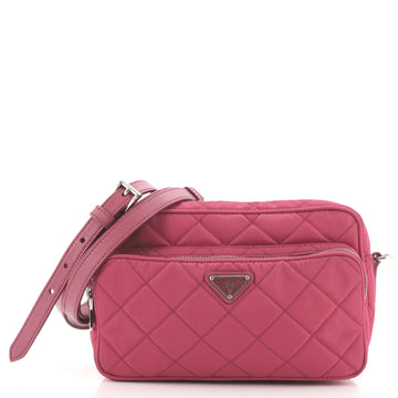Prada Front Pocket Camera Bag Quilted Tessuto Small