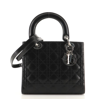 Christian Dior Vintage Lady Dior Bag Cannage Quilt Glazed Calfskin Medium