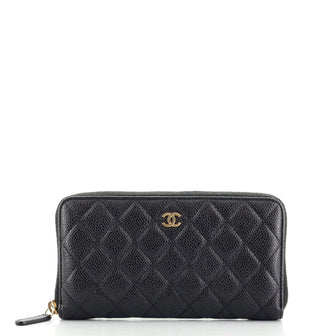 Chanel Zip Around Wallet Quilted Caviar Long