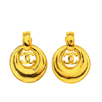 Chanel Vintage CC Dome Clip-On Earrings Metal