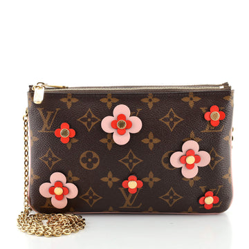 Louis Vuitton Double Zip Pochette Limited Edition Blooming Flowers Monogram Canvas
