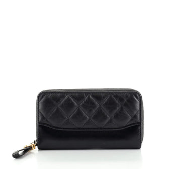 Chanel Gabrielle Zip Around Wallet Quilted Aged Calfskin Small