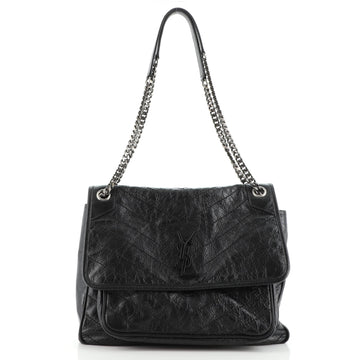 Saint Laurent Niki Chain Flap Bag Matelasse Chevron Leather Large