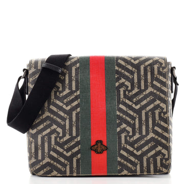 Gucci Bee Web Flap Messenger Bag Caleido GG Coated Canvas Medium