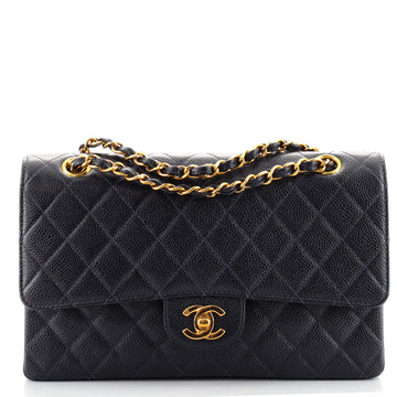 Chanel Vintage Classic Double Flap Bag Quilted Caviar Medium