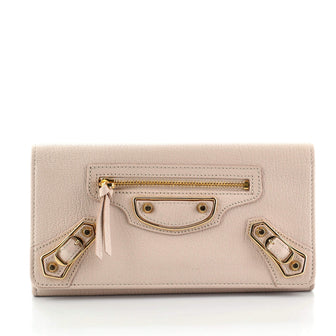 Balenciaga Classic Metallic Edge Money Flap Wallet Leather