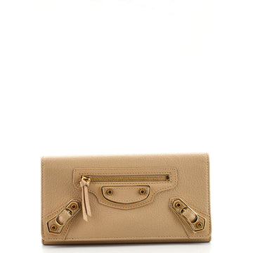 Balenciaga Classic Metallic Edge Money Flap Wallet Leather