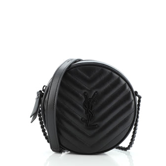Saint Laurent Vinyle Round Camera Bag Matelasse Chevron Leather