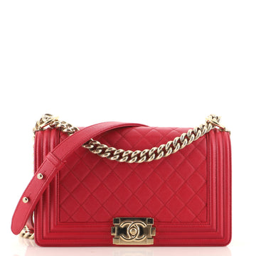 Chanel Boy Flap Bag Quilted Caviar Old Medium