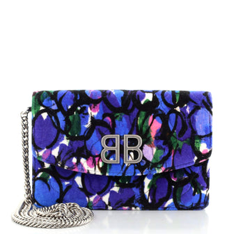 Balenciaga BB Chain Wallet Quilted Printed Velvet