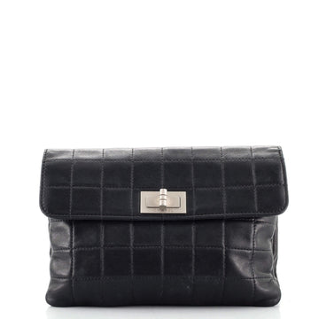 Chanel Mademoiselle Chocolate Bar Clutch Quilted Lambskin Small