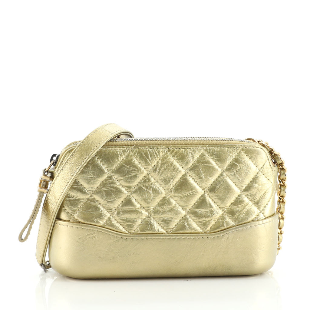 Chanel Gabrielle Double Zip Clutch with Chain Quilted Ombre Calfskin Brown  954922