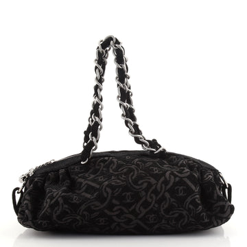 Chanel Vintage Zip Bowler Bag Printed Jacquard Large