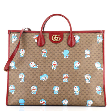 Gucci Doraemon Tote Printed Mini GG Coated Canvas Large