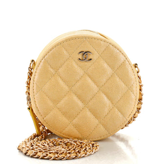 Chanel Round Clutch with Chain Quilted Iridescent Caviar Mini