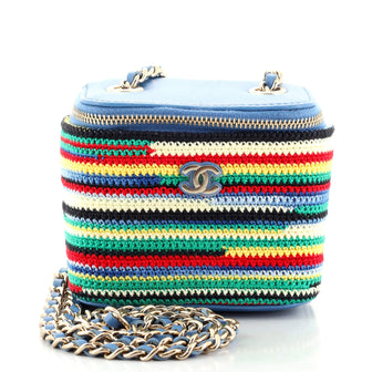 Chanel Classic Vanity Case with Chain Multicolor Embroidered Crochet Mini