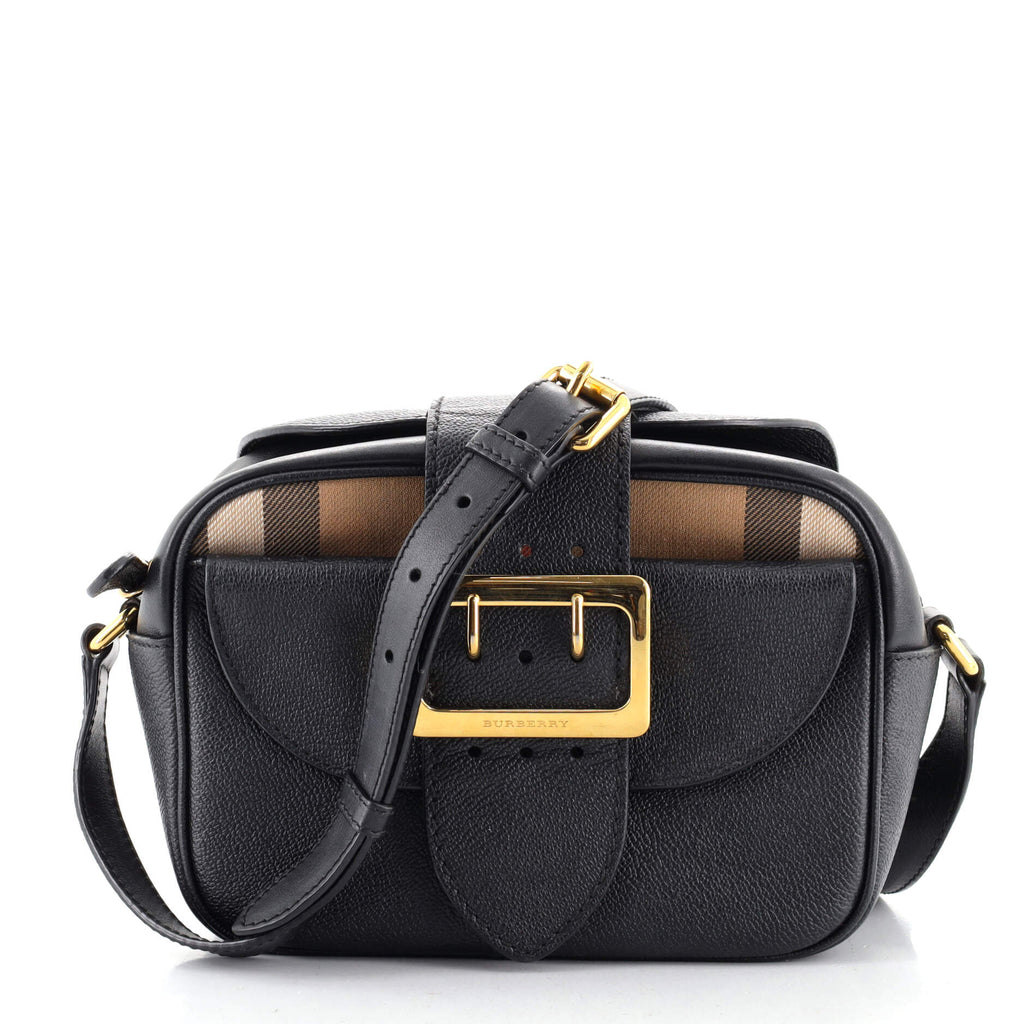 Burberry The Small Leather Buckle Bag in Black