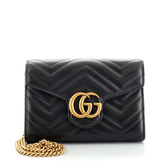 Gucci GG Marmont Chain Wallet Matelasse Leather Mini