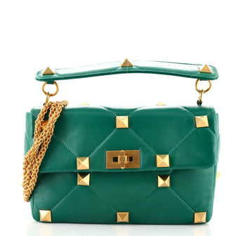 Valentino Roman Stud Flap Bag Quilted Leather Large