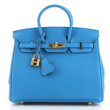 Hermes Birkin Handbag Blue Togo with Gold Hardware 25