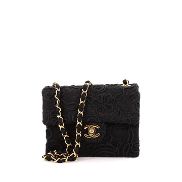 Chanel Vintage Square Single Flap Bag Lace and Satin Mini
