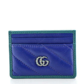 Gucci GG Marmont Card Holder Diagonal Quilted Leather