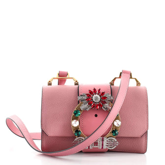 Miu Miu Madras Crystal Buckle Shoulder Bag Leather Small
