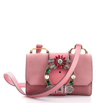 Miu Miu Madras Crystal Buckle Shoulder Bag Leather Small