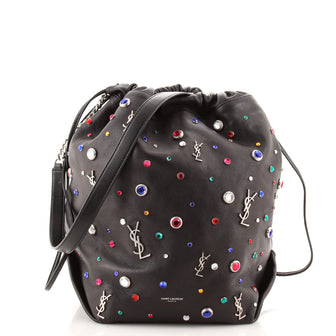 Saint Laurent Teddy Bucket Bag Embellished Leather Small