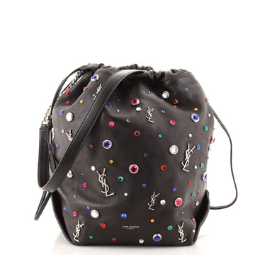 Saint Laurent Teddy Bucket Bag Embellished Leather Small