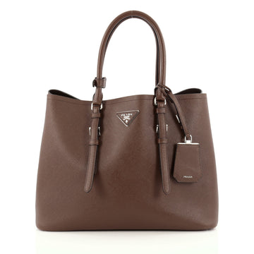 Prada Cuir Covered Strap Double Tote Saffiano Leather Medium