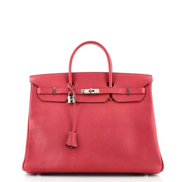 Hermes Birkin Handbag Red Epsom with Palladium Hardware 40