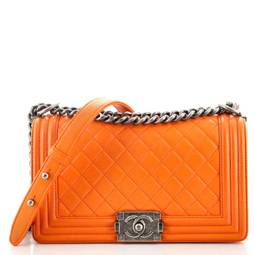 Chanel Boy Flap Bag Quilted Lambskin Old Medium