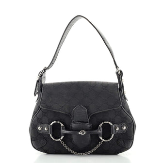Gucci Horsebit Flap Shoulder Bag GG Canvas Small