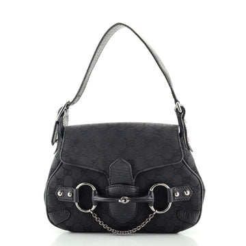 Gucci Horsebit Flap Shoulder Bag GG Canvas Small