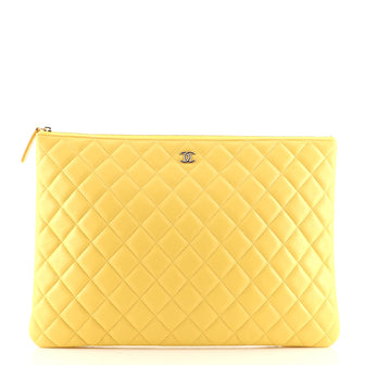 Chanel O Case Clutch Quilted Lambskin Large
