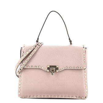 Valentino Rockstud Convertible Top Handle Bag Leather Medium