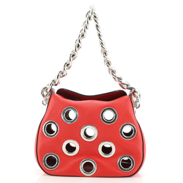 Prada Grommet Chain Hobo Vitello Daino Small