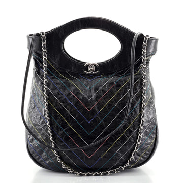 Chanel 31 Shopping Bag Chevron Stitched Crumpled Patent Small