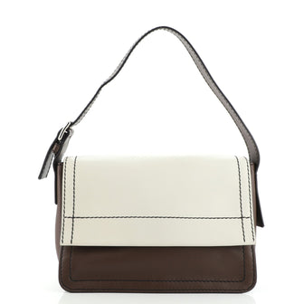 Prada Flap Shoulder Bag Stitched Calfskin Medium